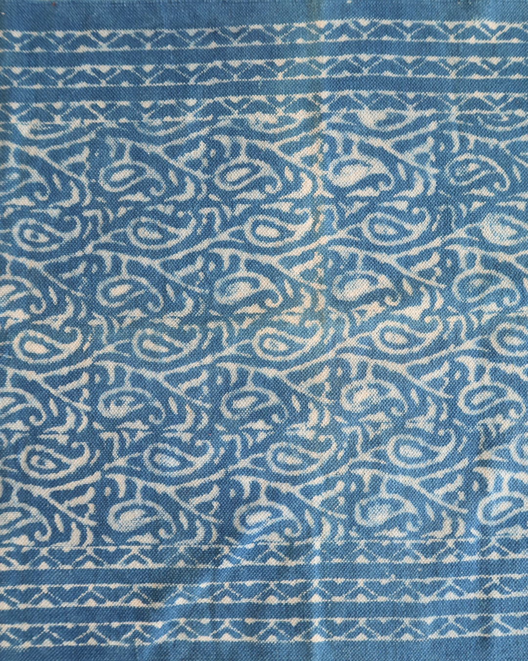 Handblock Printed Flat Weave Indigo Rug