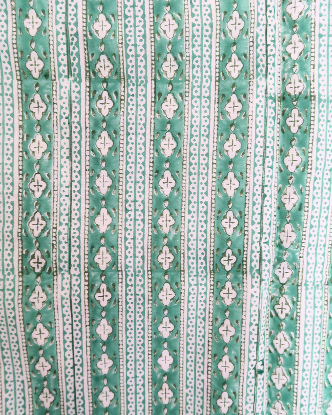 Mint and Teal Handblock Printed Quilt (Queen)