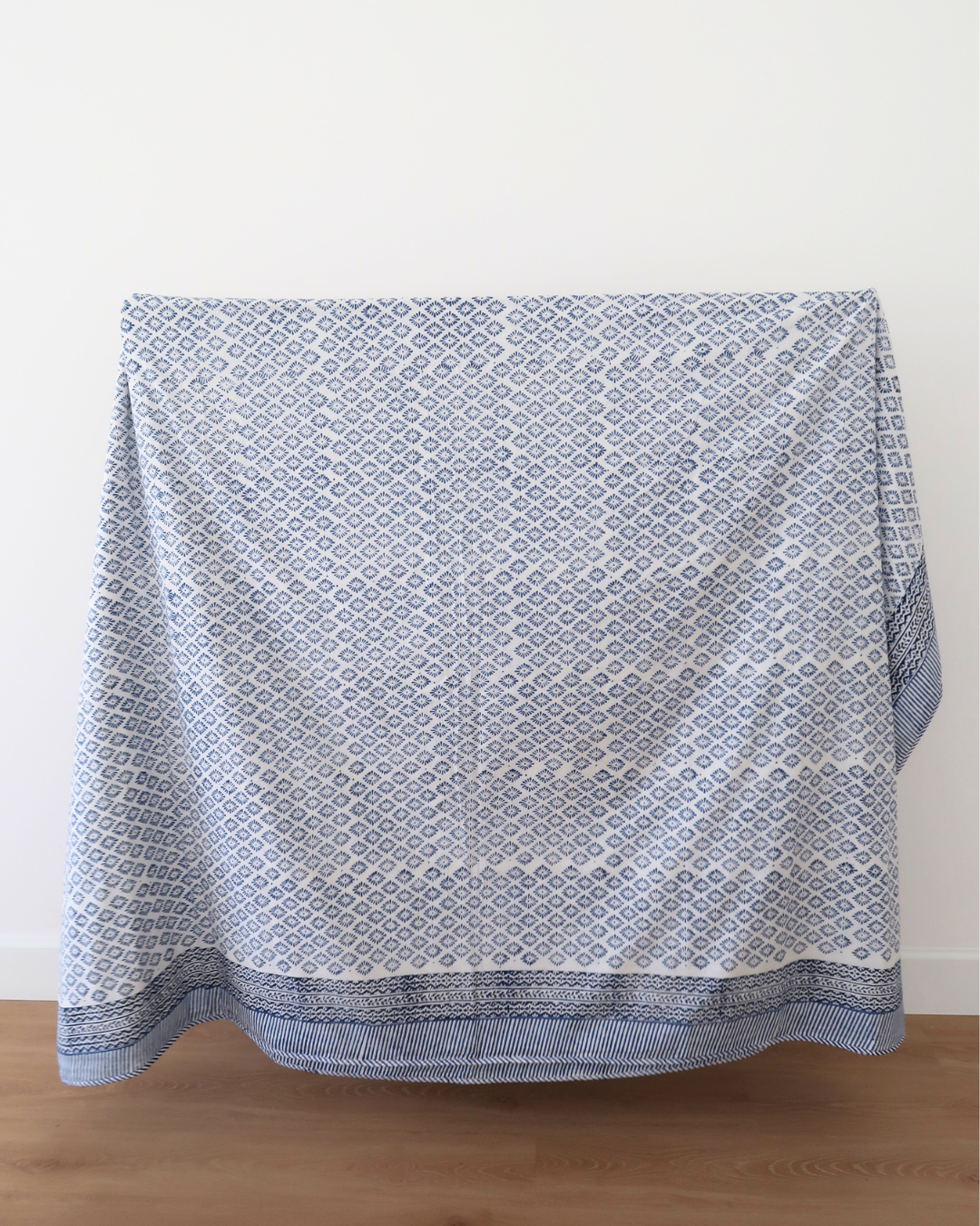 Blue Floral Handblock Printed Quilt
