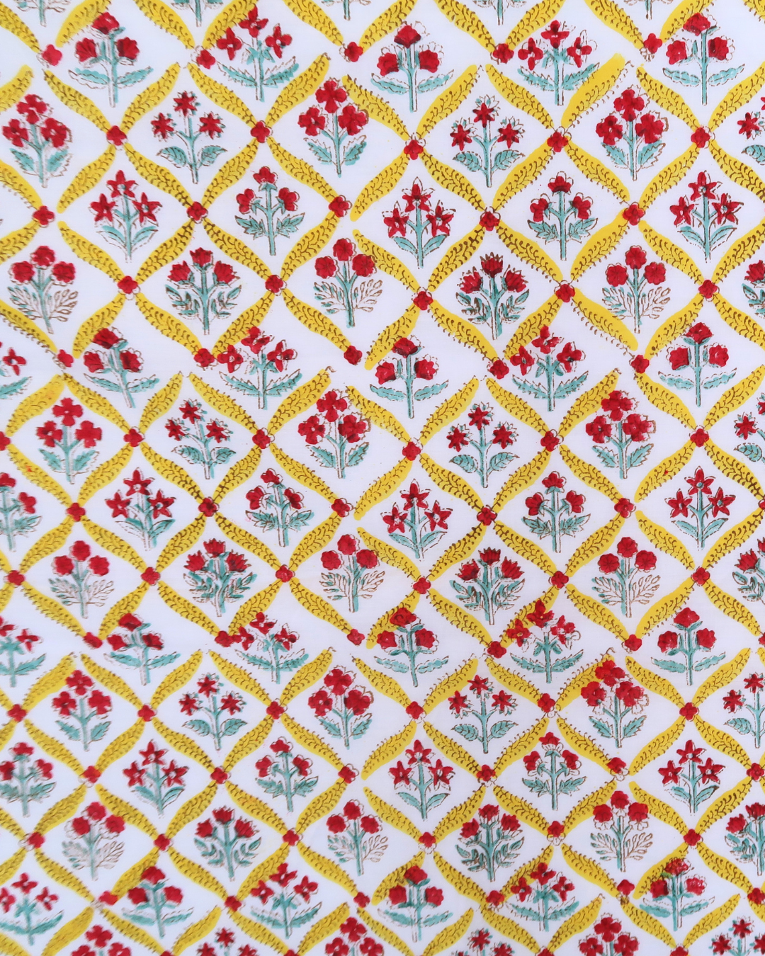 Yellow Floral Handblock Printed Quilt