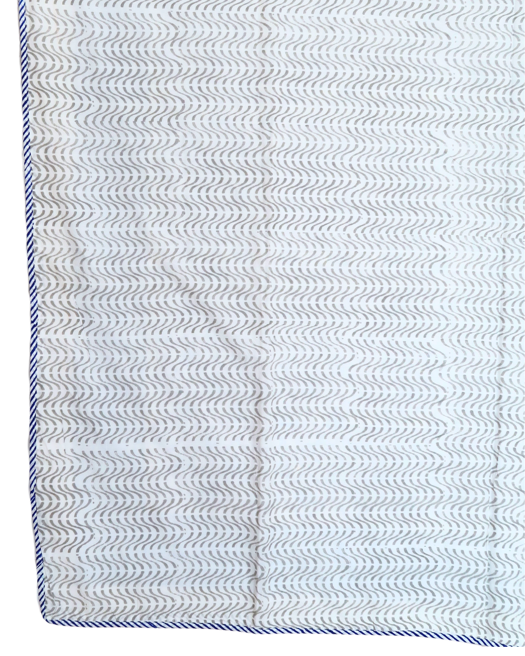 Blue and Lilac Handblock Printed Quilt (Queen)