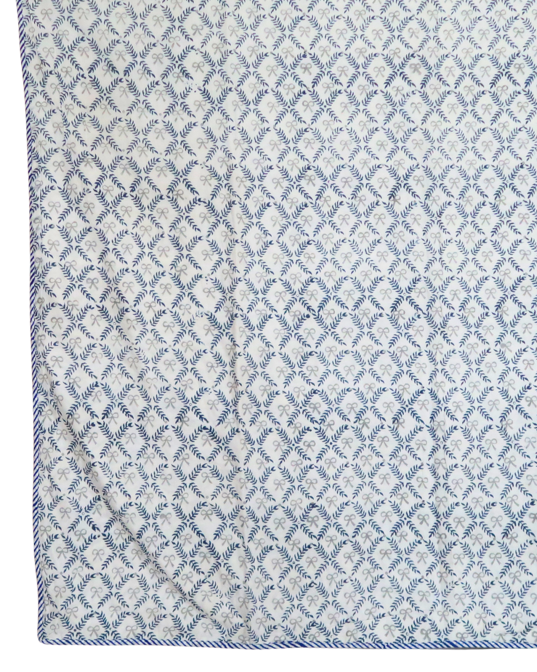 Blue and Gray Handblock Printed Quilt (Queen)