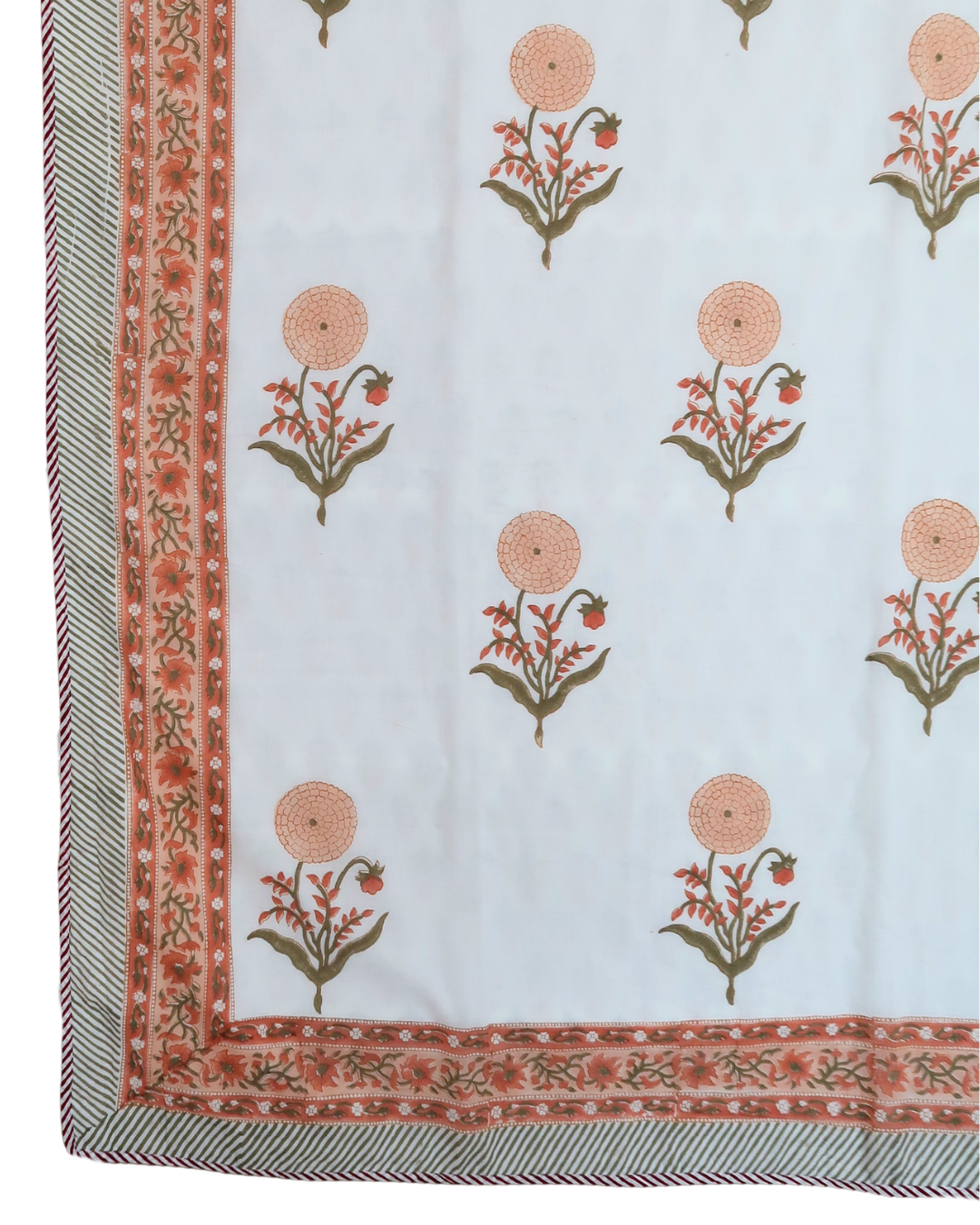 Saffron and Olive Handblock Printed Quilt (King)