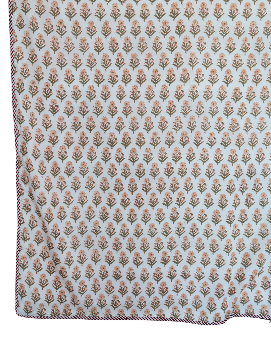 Saffron and Olive Handblock Printed Quilt (King)