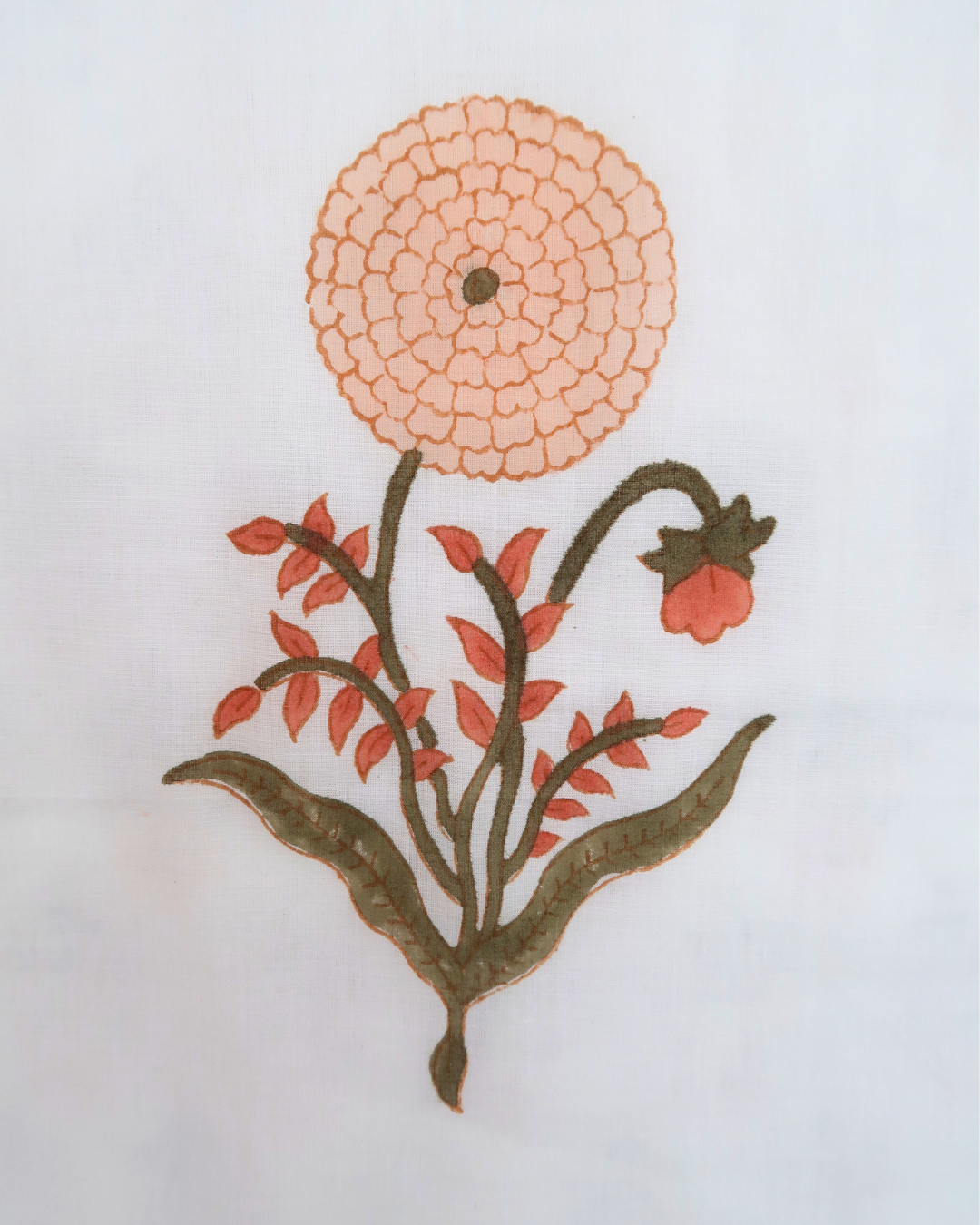 Saffron and Olive Handblock Printed Quilt (King)