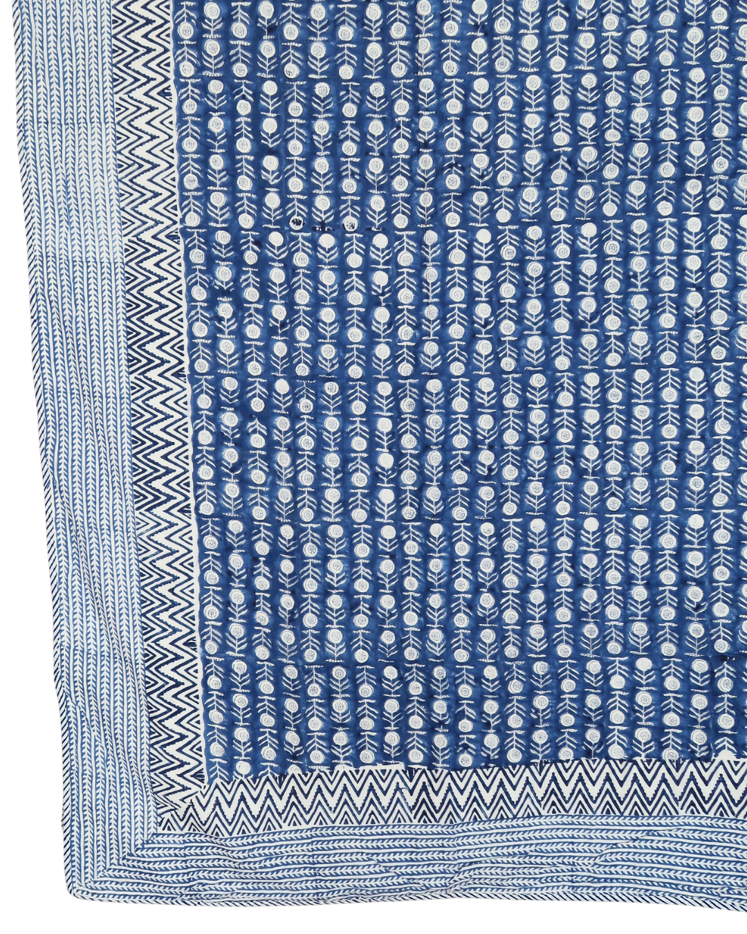 Blue and White Handblock Printed Quilt (King)