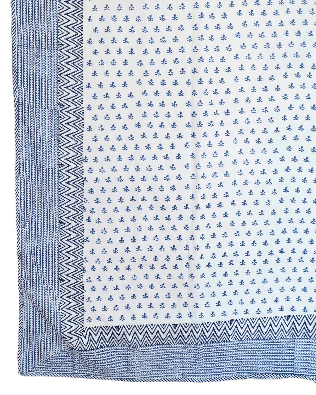 Blue and White Handblock Printed Quilt (King)