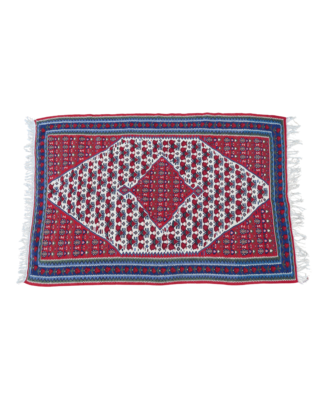 Vintage Diamond Floral Rug (Red)